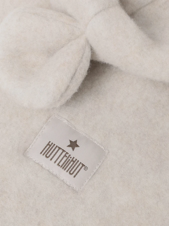 Kominiarka 100% wełny merino z uszkami misia - Camel Melange / HUTTEliHUT