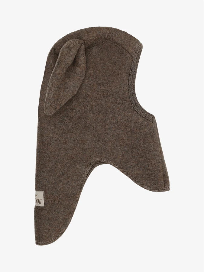 Kominiarka 100% wełny merino z uszkami królika - Brown Melange / HUTTEliHUT