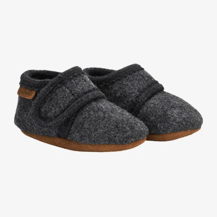 Kapcie dziecięce 100% wełny - Dark grey melange / En Fant