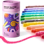 Kredki żelowe brokatowe wykręcane, 12 kolorów w etui, 12m+ / Jarmelo