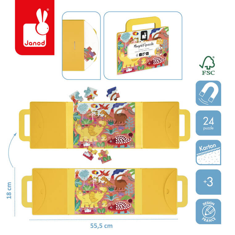 Magnetyczne puzzle Dinozaury Magneti'puzzles 24 el. 3+ / Janod