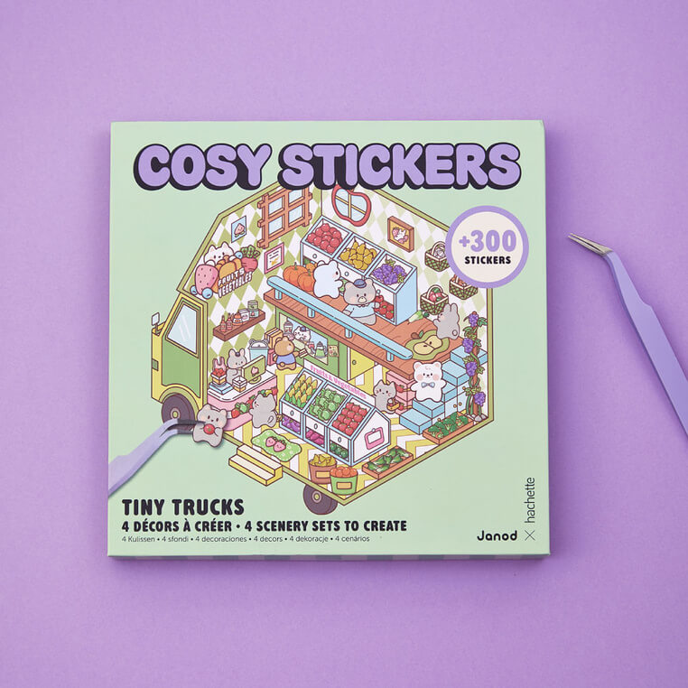 Zestaw kreatywny Scenki do wyklejania z mini naklejkami i pęsetą Cosy stickers - Ciężarówka / Janod