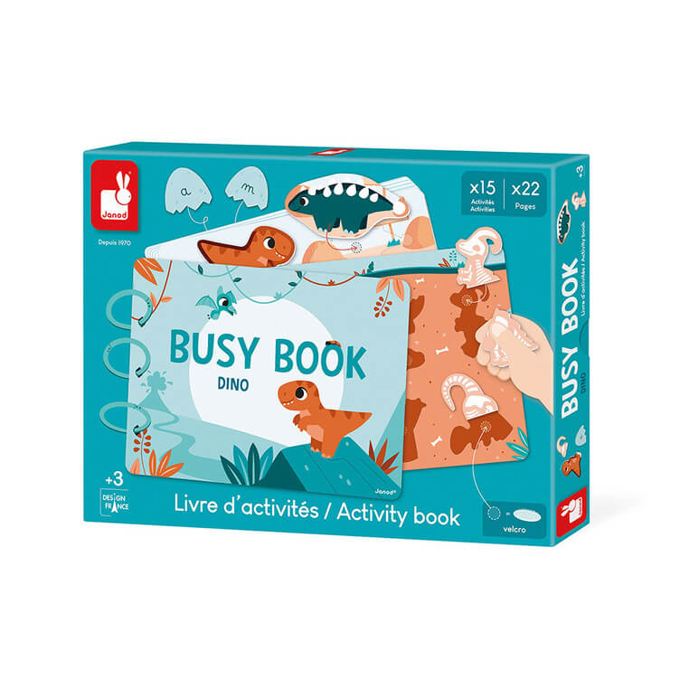 Książeczka z zadaniami Busy Book Dinozaury 3+ / Janod