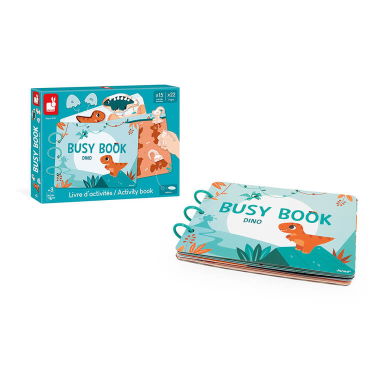 Książeczka z zadaniami Busy Book Dinozaury 3+ / Janod