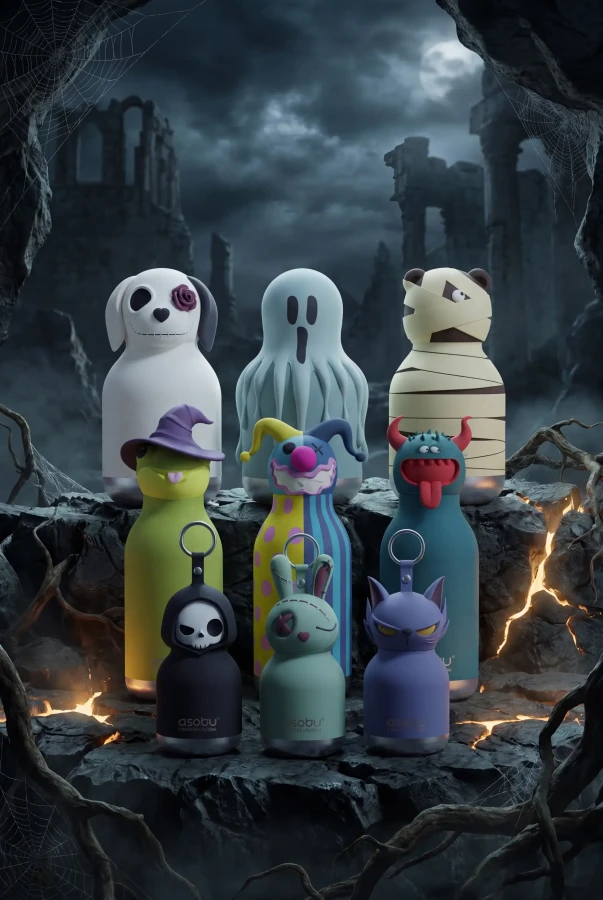 Butelka termiczna ze słomką Maxi Spookie, 660 ml - Ghost / Asobu Halloween
