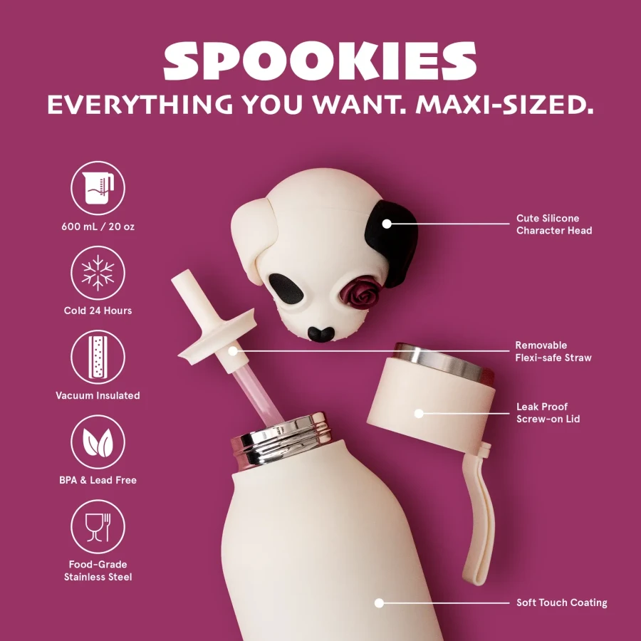Butelka termiczna ze słomką Maxi Spookie, 660 ml - Undead Dog / Asobu Halloween