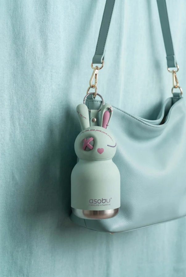 Butelka termiczna ze słomką Mini Spookie, 200 ml - Undead Bunny / Asobu Halloween