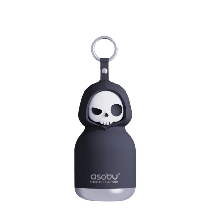 Butelka termiczna ze słomką Mini Spookie, 200 ml - Skeleton / Asobu Halloween