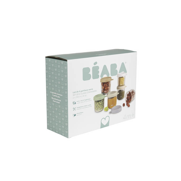 Zestaw pojemników słoiczków szklanych z zamknięciem 6 x 250 ml Natural color mix / Beaba