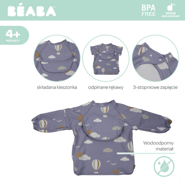 Śliniak 2w1 z odpinanym długim rękawem - Adventure / Beaba