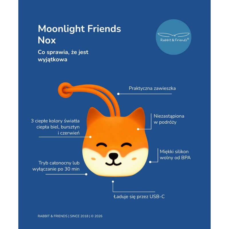 Lampka nocna do zawieszania Moonlight Friends - Lis NOX / Rabbit&friends