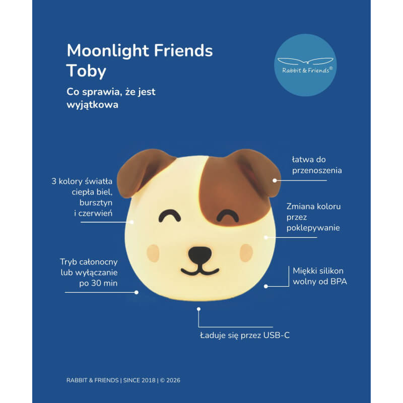 Lampka nocna stojąca Moonlight Friends - Pies TOBY / Rabbit&friends