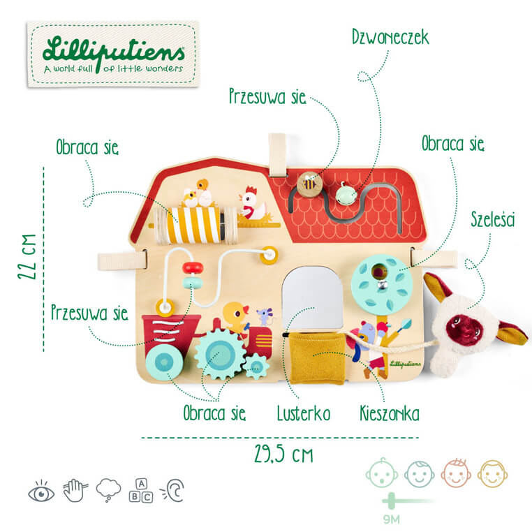 Drewniana tablica manipulacyjna Farma Owieczka Yvon 9m+ / Lilliputiens