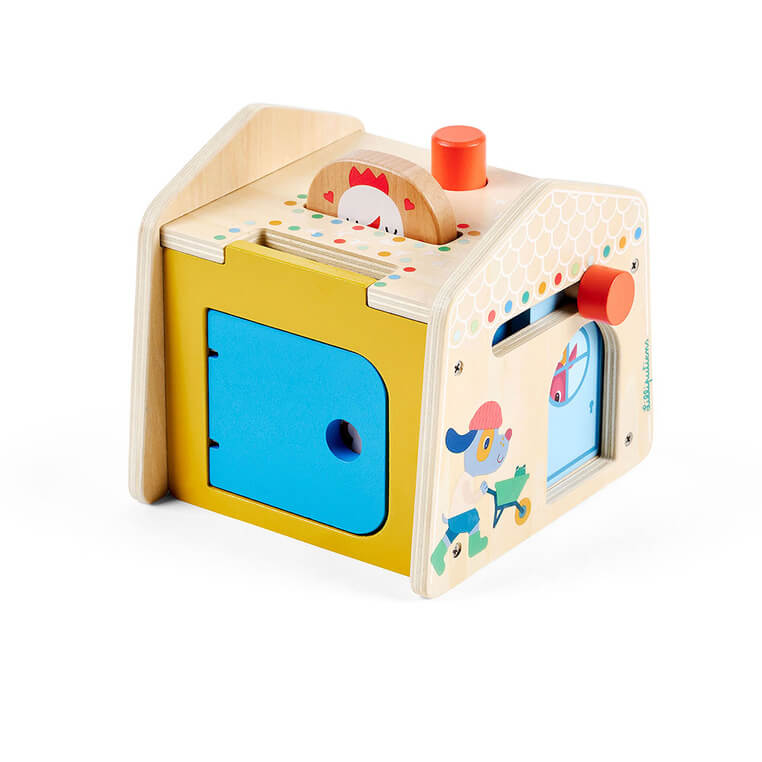 Drewniany domek manipulacyjny Zabawa w chowanego 12m+ / Lilliputiens