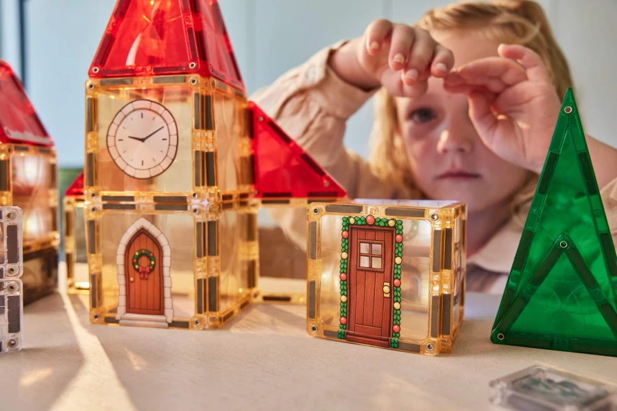 Klocki magnetyczne Christmas Village Advent Calendar 46 el. / Cleverclixx