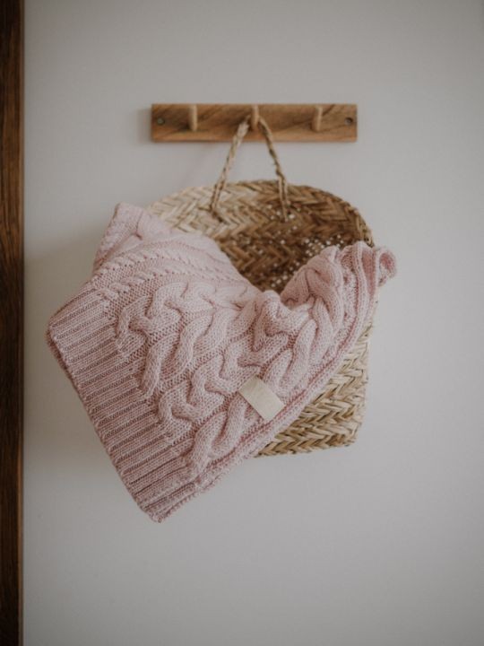 Kocyk WARKOCZ ze 100% wełny merino powder pink - premium collection/ Memi