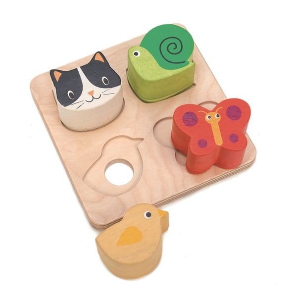 Drewniana zabawka sensoryczna - Zwierzęta - kształty i faktury / Tender Leaf Toys