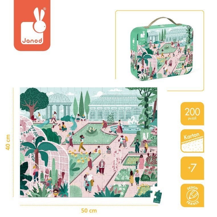 Puzzle w walizce Ogród botaniczny 200 elementów 7+ / Janod