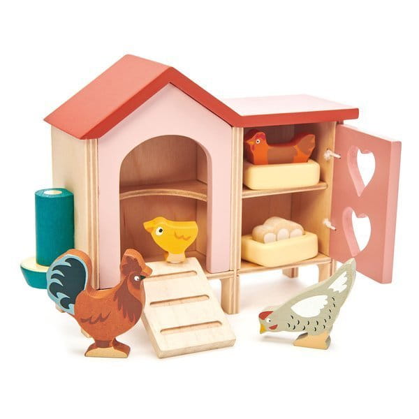 Drewniane figurki do zabawy - kurnik z kurami / Tender Leaf Toys