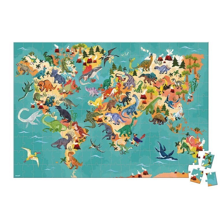 Puzzle edukacyjne z figurkami 3D Dinozaury 200 elementów 6 + / Janod