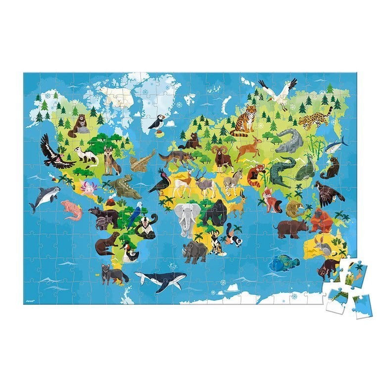 Puzzle edukacyjne z figurkami 3D Zagrożone gatunki 200 elementów 6+ / Janod