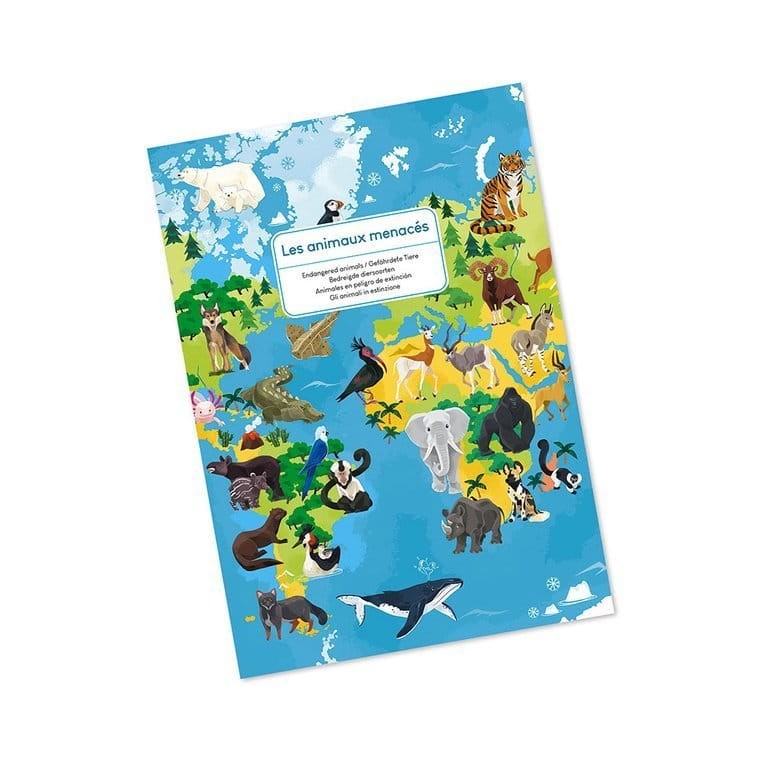 Puzzle edukacyjne z figurkami 3D Zagrożone gatunki 200 elementów 6+ / Janod
