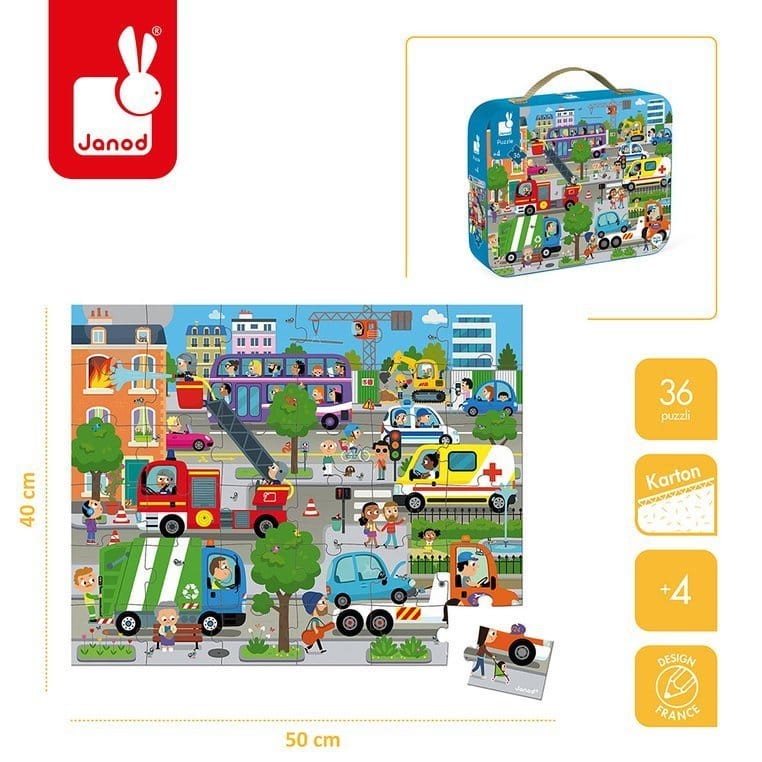 Puzzle w walizce Miasto 36 elementów 4+ / Janod