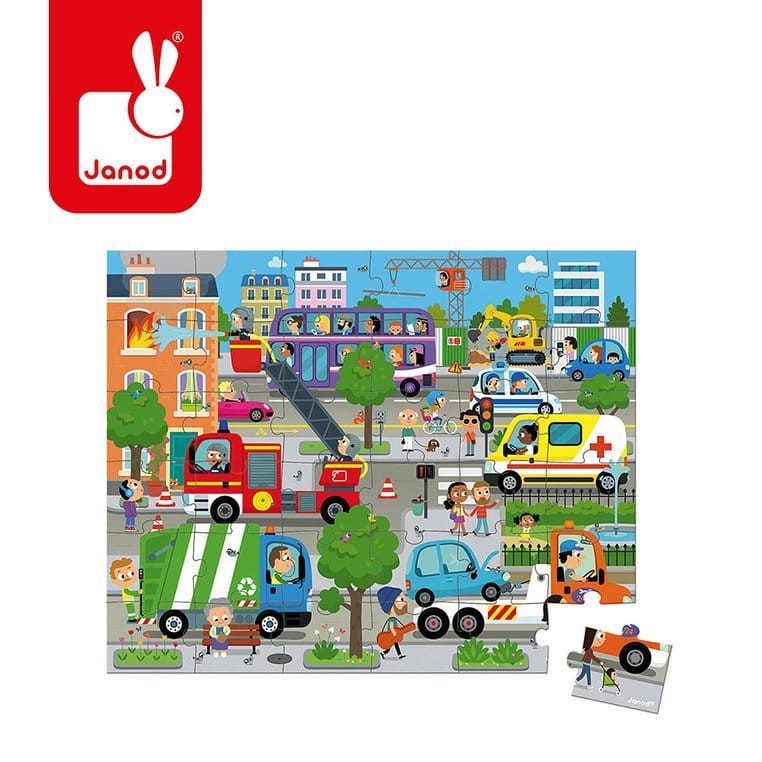 Puzzle w walizce Miasto 36 elementów 4+ / Janod