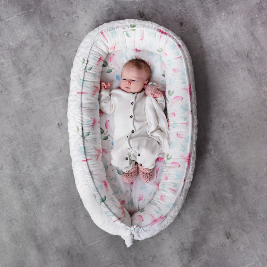 Kokon bambusowy LUXE rajskie ptaszki - white / Maylily
