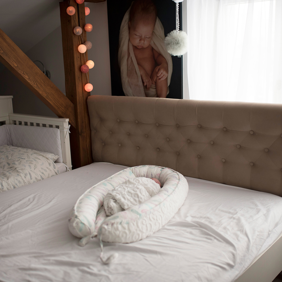 Kokon bambusowy LUXE rajskie ptaszki - white / Maylily
