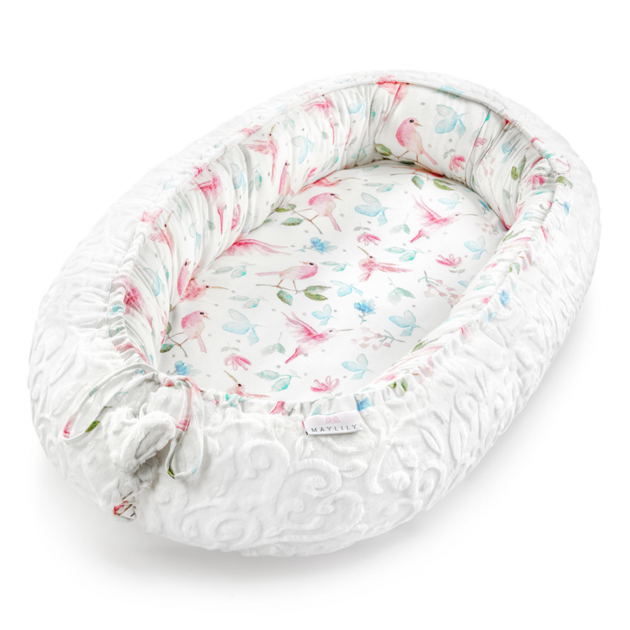 Kokon bambusowy LUXE rajskie ptaszki - white / Maylily
