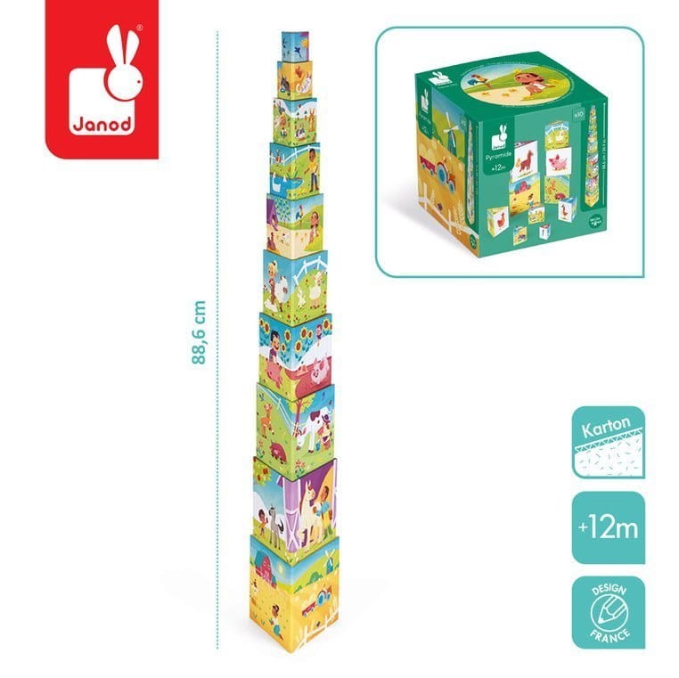 Piramida wieża 10 trójkątnych kostek Farma / Janod