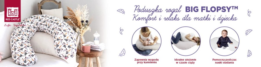 Ergonomiczna poduszka rogal dla kobiet w ciąży i karmiących Big Flopsy Printed jersey Howell, Red Castle