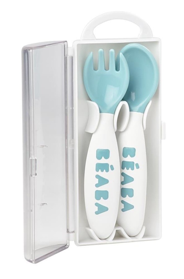 Sztućce plastikowe w etui Blue / Beaba