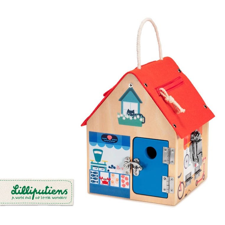 Drewniany domek manipulacyjny z zamkami Lisek Włamywacz 3 lata+ / Lilliputiens