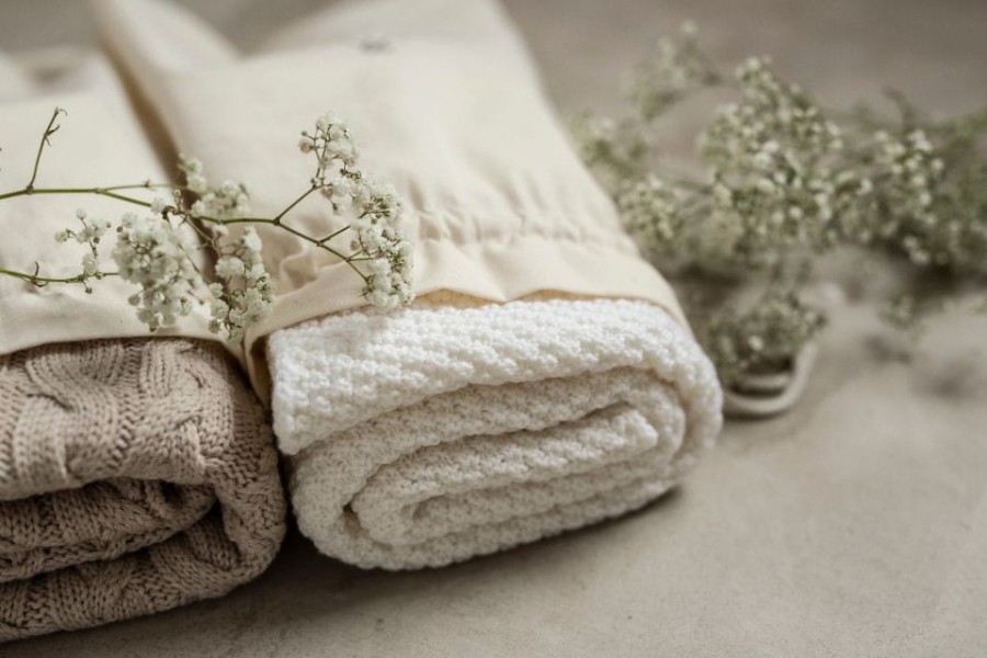 Kocyk ze 100% wełny merino warm beige - premium collection / My Memi