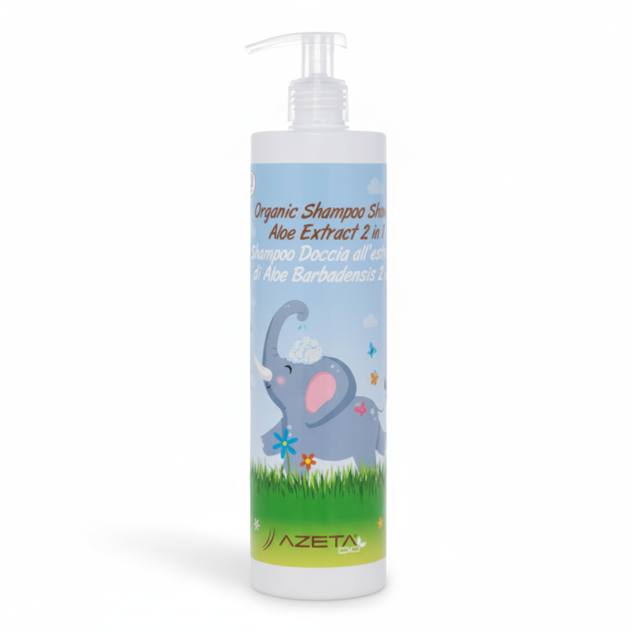 Organiczny szampon i płyn do mycia ciała 2w1 dla dzieci z EKSTRAKTEM Z ALOESU 500 ml / Azeta Bio