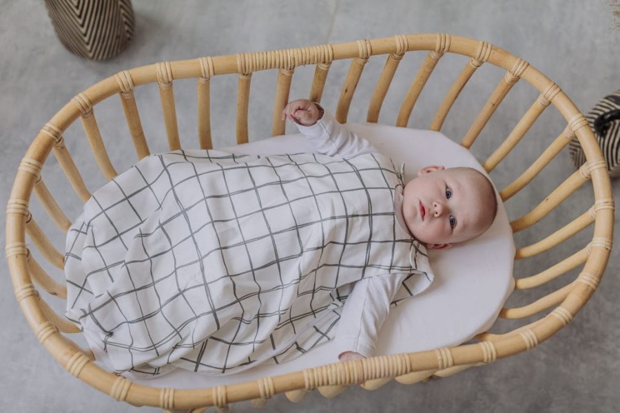 Śpiworek bambusowy letni ROZMIARY – kratka / Kidspace