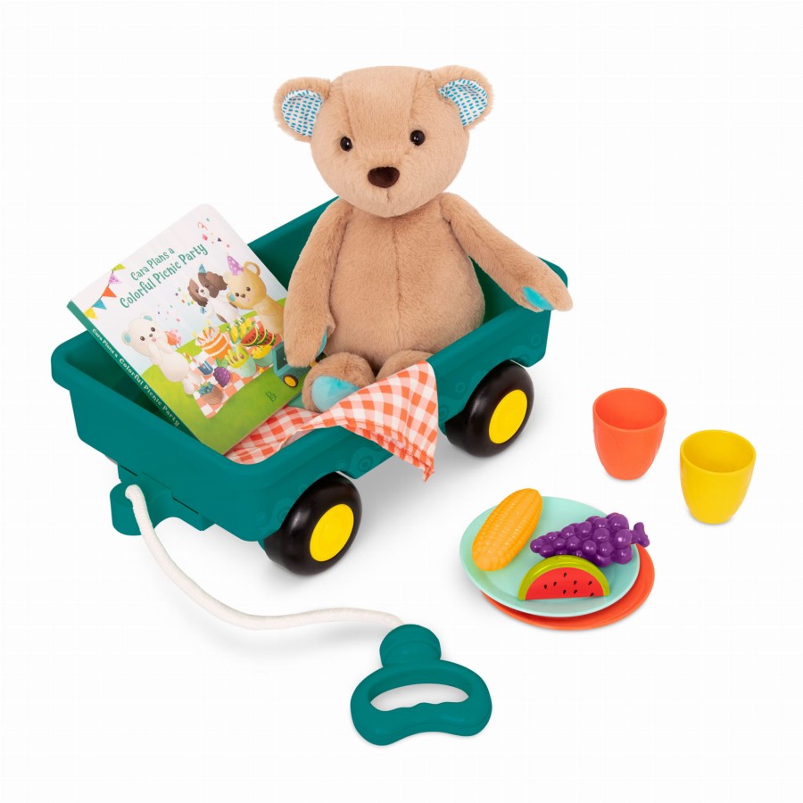 Wagonik z misiem, książką i zestawem piknikowym / B.Toys