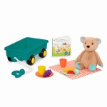 Wagonik z misiem, książką i zestawem piknikowym / B.Toys