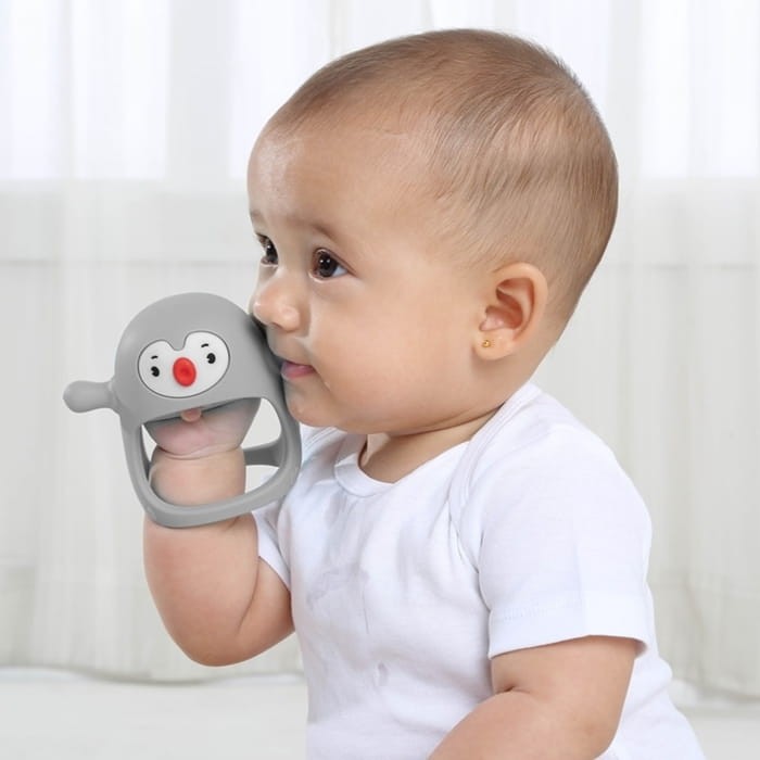 Gryzak silikonowy - Pingwin Buddy Light Grey / Smily Mia