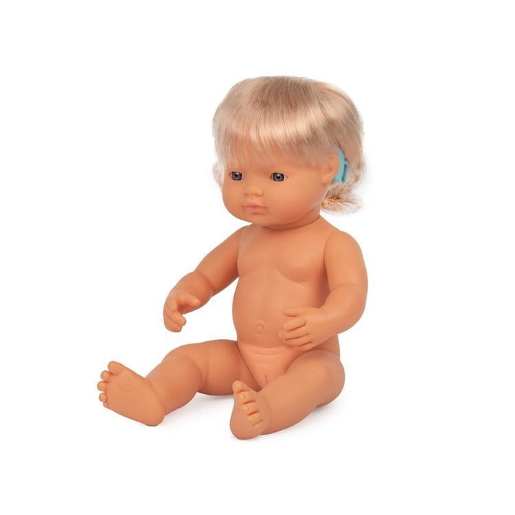 Lalka dziewczynka Europejka z implantem ślimakowym 38cm Miniland Doll