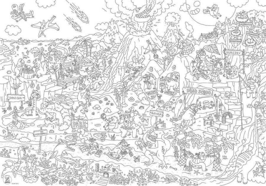 Kolorowanka 100x70cm DINOZAURY / OMY