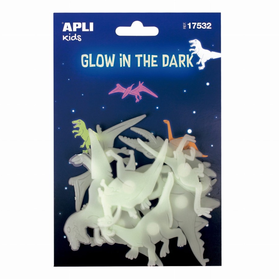 Fluorescencyjne naklejki - Dinozaury 9 sztuk / Apli Kids