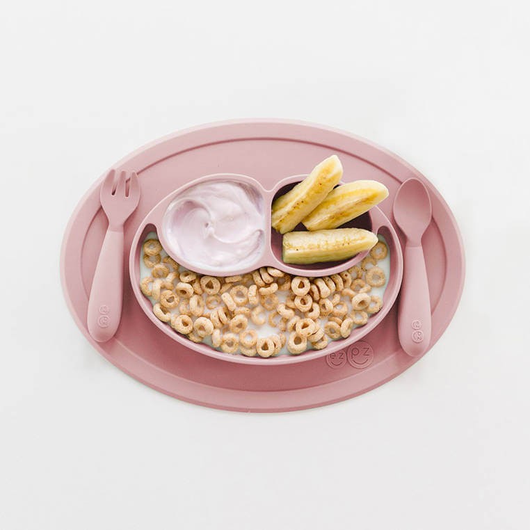 Komplet naczyń silikonowych Mini Feeding Set pastelowy róż / EZPZ