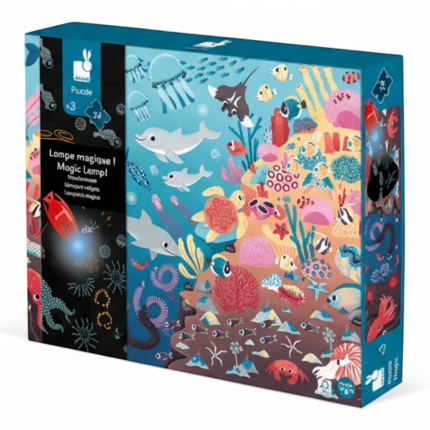 Świecące puzzle z mini-lampką UV Ocean 24 elementy 3+ / Janod J02654