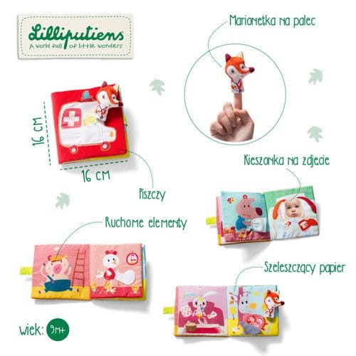 Książeczka z mini-pacynką wielofunkcyjna Doktor Alice Lisiczka Alice 6 m+ / Lilliputiens