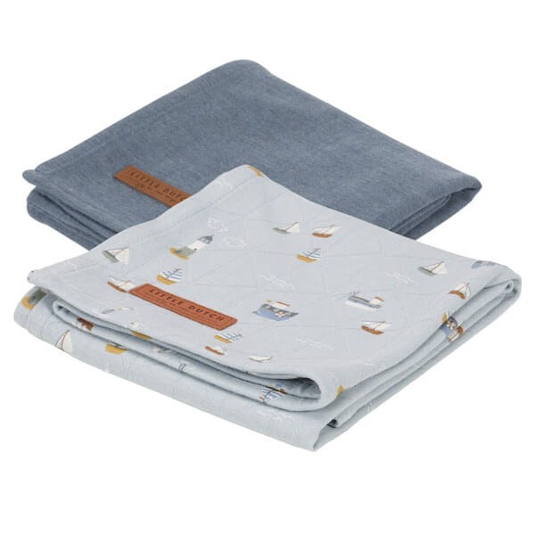 Otulacze 70 x 70 cm (2 szt.) Pure Blue - Sailors Bay Blue / Little Dutch