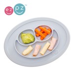 Silikonowy talerzyk z podkładką mały 2w1 Mini Mat pastelowa szarość / EZPZ