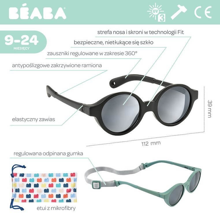 Okulary przeciwsłoneczne dla dzieci 9-24 miesięcy Black /Beaba